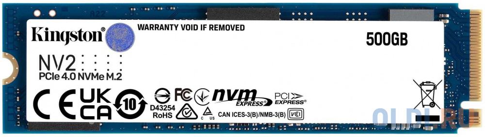 SSD накопитель Kingston NV2 500 Gb PCI-E 4.0 х4 ssd накопитель crucial p3 1 tb pci e 3 0 x4