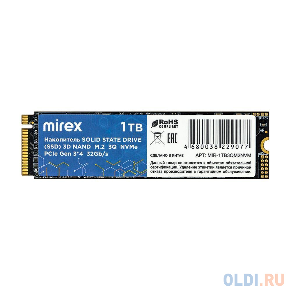 

SSD накопитель Mirex 13640-1TB3QM2NVM 1 Tb PCI-E 3.0 x4