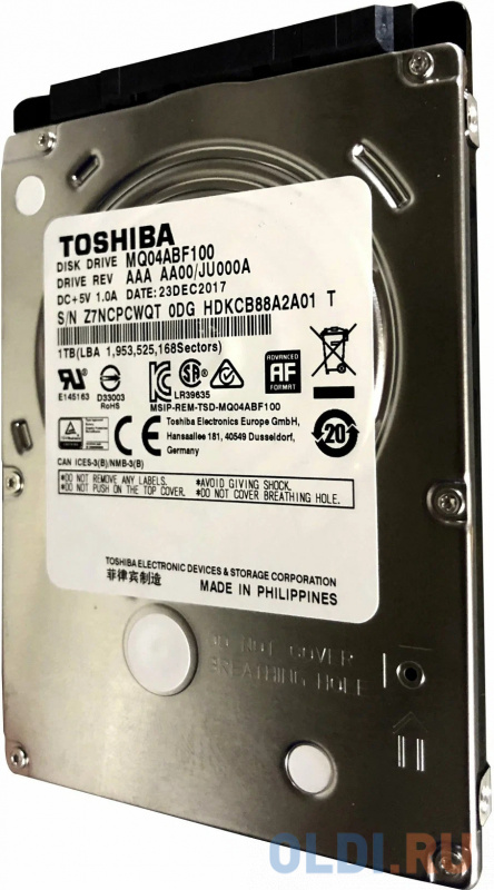 2.5&quot; 1TB Toshiba Mobile HDD MQ04ABF100 SATA 6Gb/s 128pin 5400RPM фото