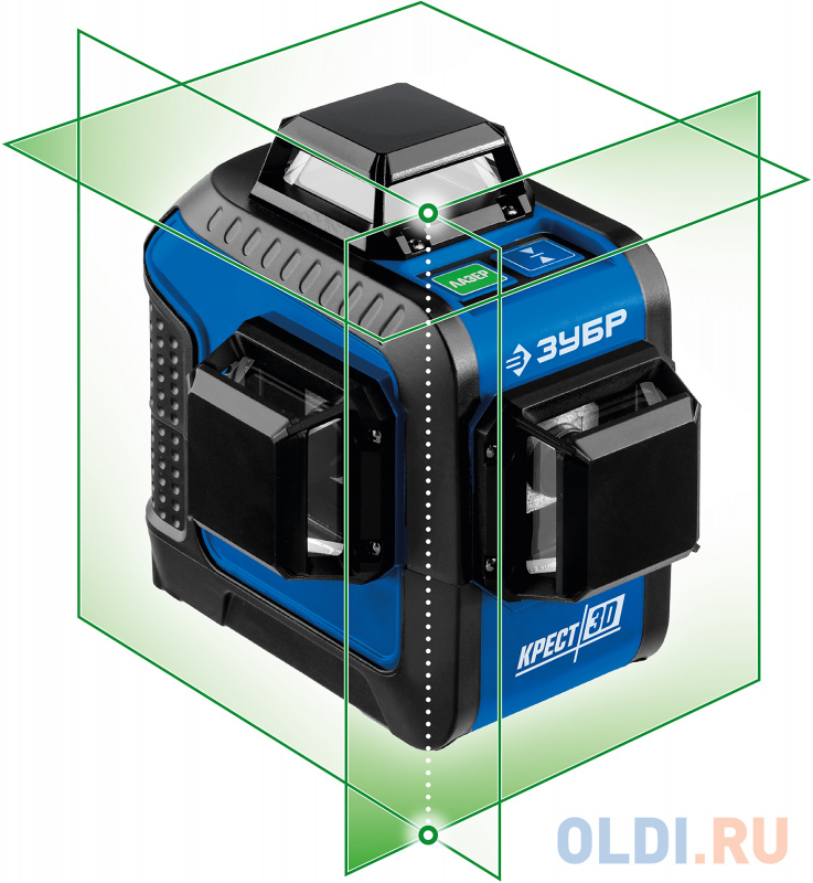 ЗУБР КРЕСТ 3D зеленый нивелир лазерный