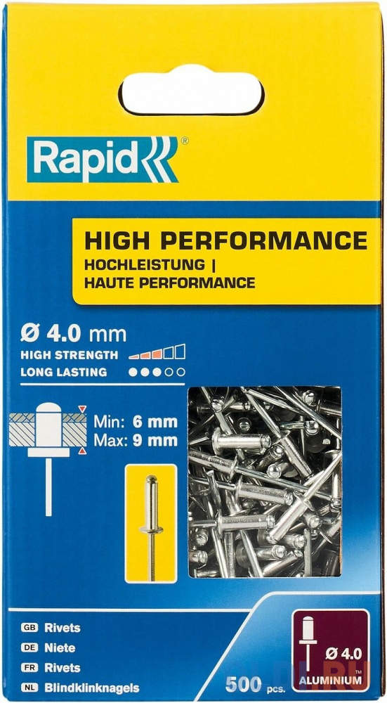 RAPID R:High-performance-rivet, 4.0 х 12 мм, 500 шт, алюминиевая высокопроизводительная заклепка (5001434) - фото 7