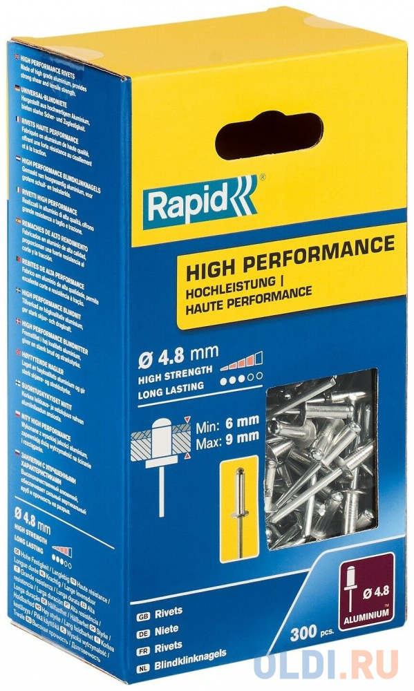 RAPID R:High-performance-rivet, 4.8 х 12 мм, 300 шт, алюминиевая высокопроизводительная заклепка (5001436) - фото 1