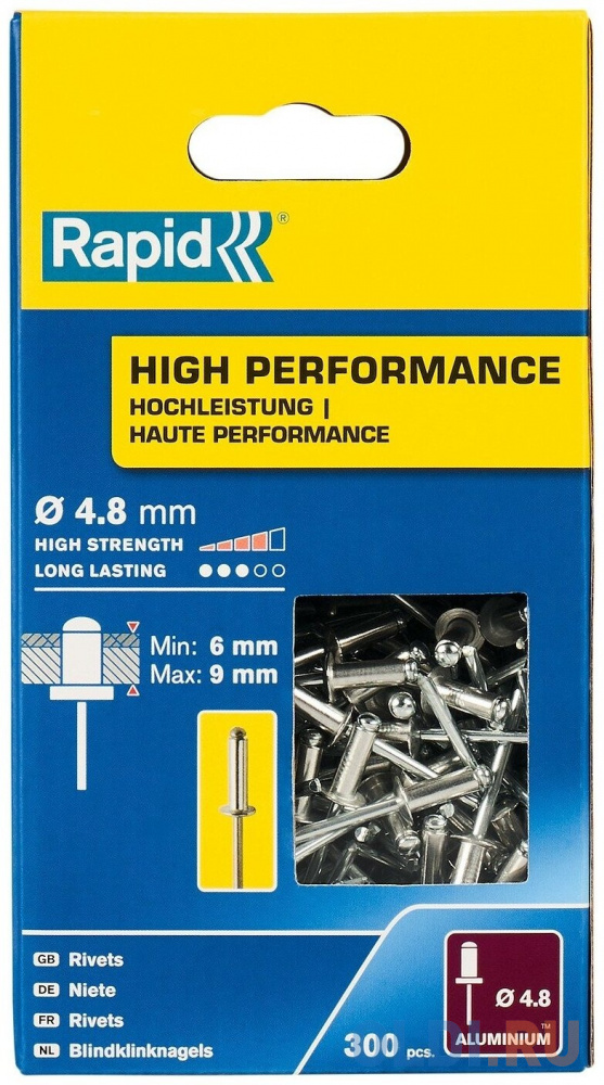 RAPID R:High-performance-rivet, 4.8 х 12 мм, 300 шт, алюминиевая высокопроизводительная заклепка (5001436) - фото 2