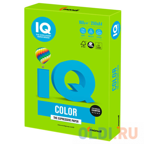 Цветная бумага IQ Бумага IQ color интенсив зеленая, MA42 A4 250 листов