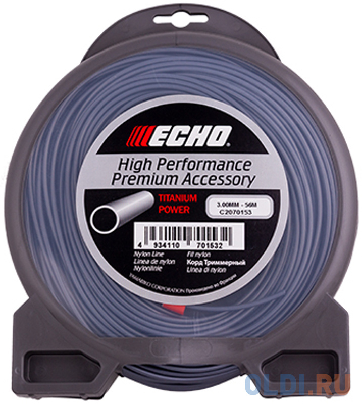 

Леска для триммеров ECHO C2070153 корд д/триммера titanium power line 3.0ммх56м круглый