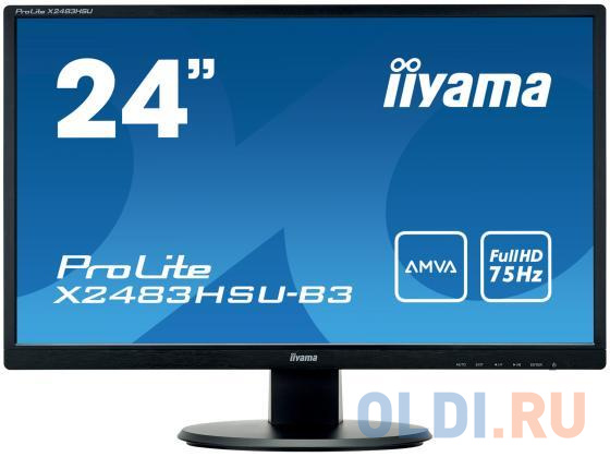 

Монитор Iiyama 24" ProLite X2483HSU-B3 черный VA LED 4ms 16:9 DVI HDMI матовая 3000:1 250cd 178гр/17