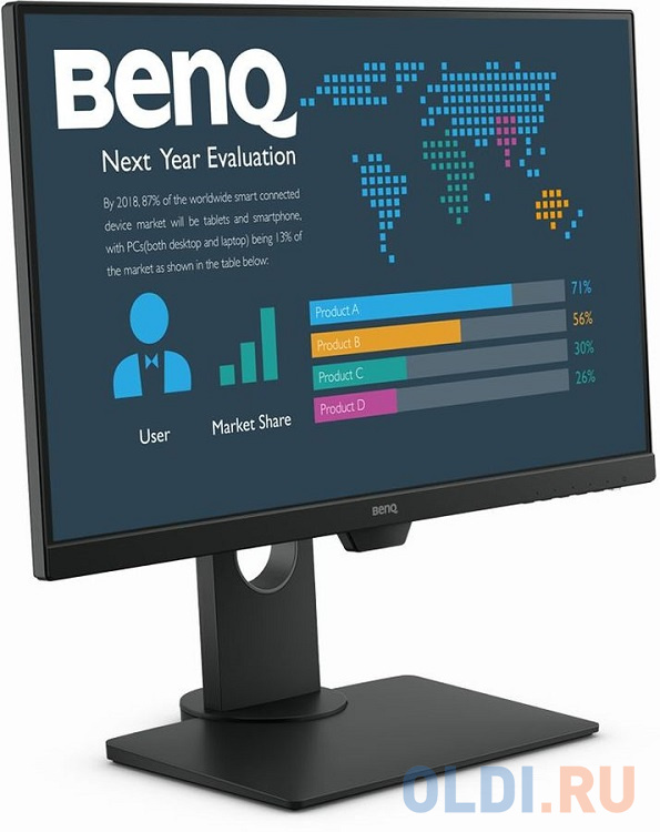 Монитор 23.8" Benq BL2480T Black IPS, 1920x1080, 5ms, 250 cd/m2, 1000:1 (DCR 20M:1), D-Sub, HDMI, DP, 1Wx2, Headph.Out, HAS, Pivot, vesa фото