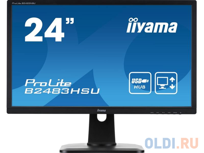 

Монитор 24" iiYama Pro Lite B2483HSU-B1DP черный TN 1920x1080 250 cd/m^2 2 ms DVI DisplayPort VGA US