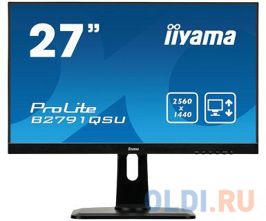 

Монитор Iiyama 27" ProLite B2791QSU-B1 черный TN LED 1ms 16:9 DVI HDMI M/M матовая HAS Pivot 1000:1