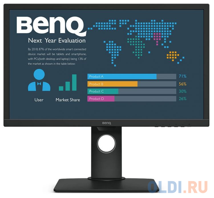 

Монитор 24" BENQ BL2483T черный TN 1920x1080 250 cd/m^2 1 ms VGA DVI HDMI Аудио 9H.LHYLB.QBE