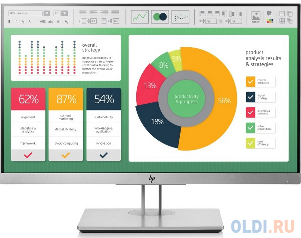 

Монитор 22" HP EliteDisplay E223 серебристый IPS 1920x1080 250 cd/m^2 5 ms VGA HDMI DisplayPort USB 1FH45AA