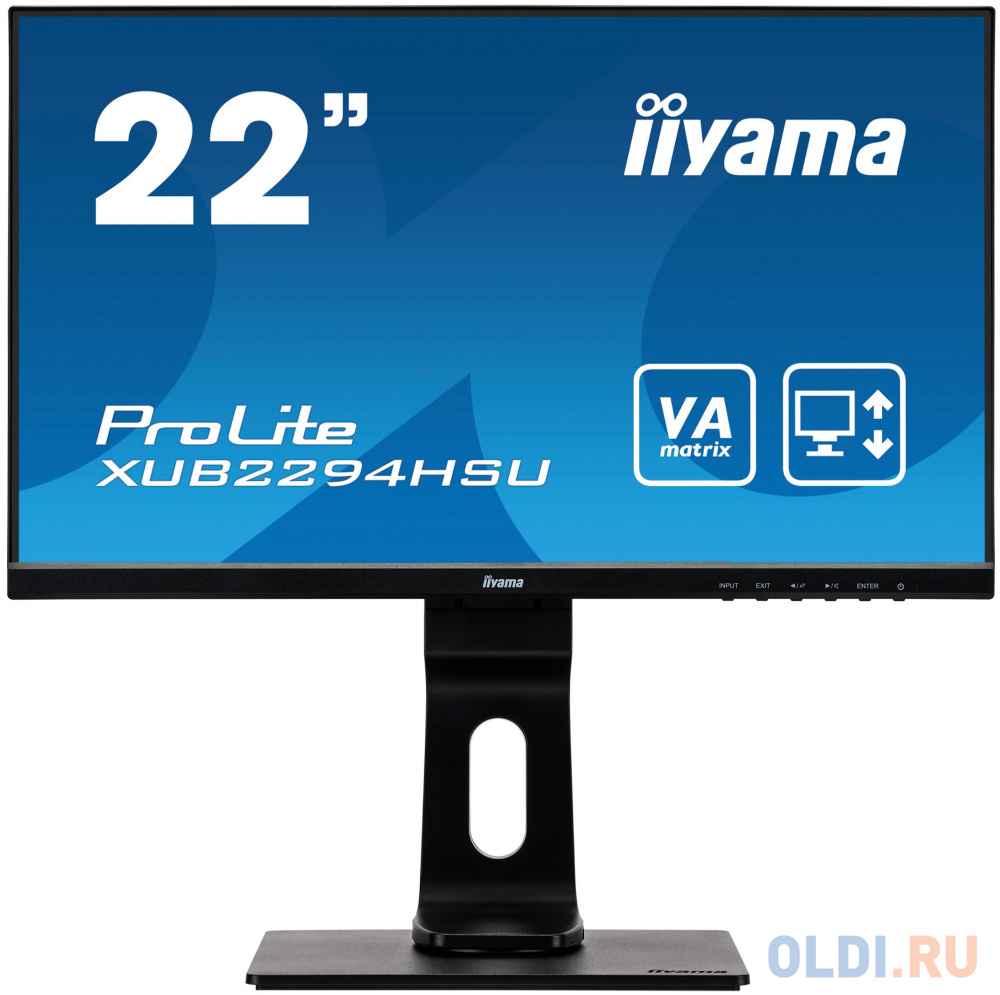 Монитор 22 iiYama ProLite XUB2294HSU-B1 черный VA 1920x1080 250 cd/m^2 4 ms HDMI DisplayPort VGA Аудио USB XUB2294HSU-B1 монитор iiyama xu2792qsu b1 черный