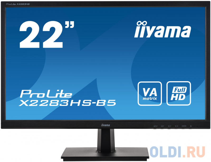 

Монитор 22" iiYama X2283HS-B5 черный VA 1920x1080 250 cd/m^2 4 ms VGA HDMI DisplayPort Аудио