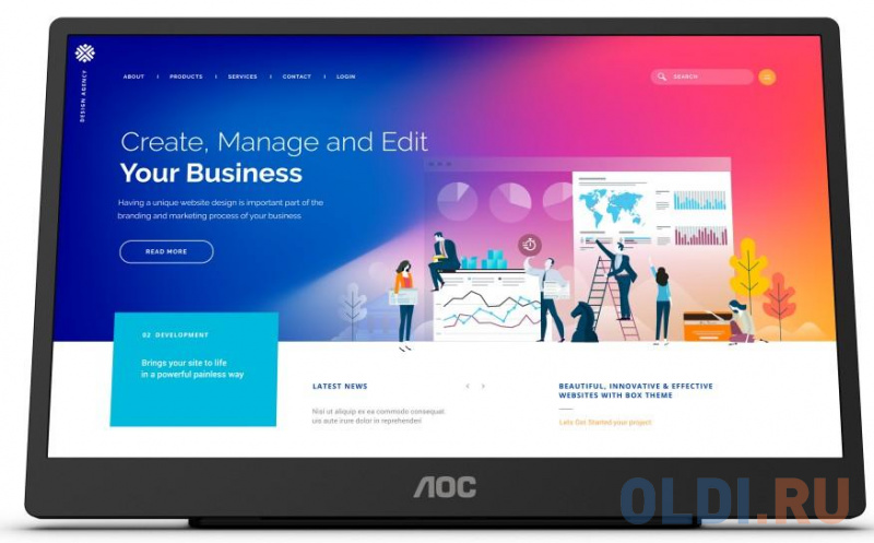 

Монитор 16" AOC 16T2 черный IPS 1920x1080 250 cd/m^2 4 ms HDMI USB Type-C Аудио