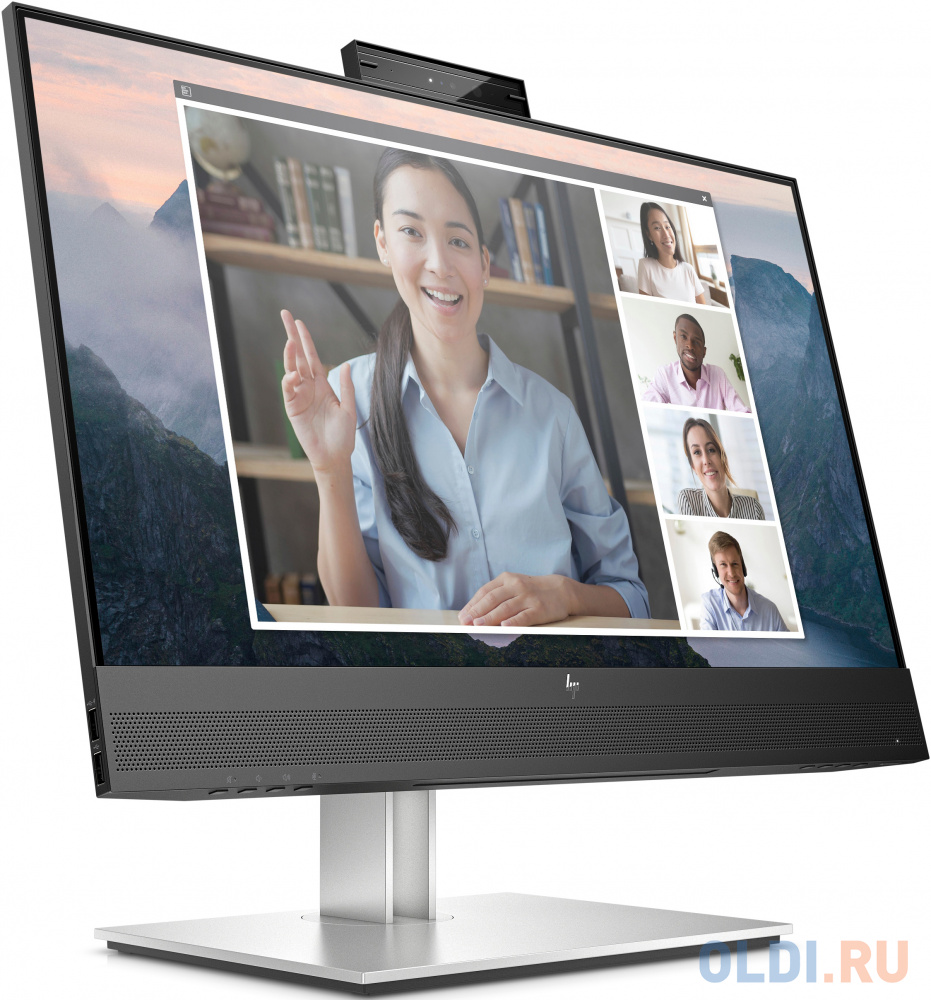 HP E24mv G4 Conf Monitor 1920x1080, 16:9, IPS, 250 cd/m2, 1000:1, 5ms, USB, VGA, HDMI, DP, webcam, speakers, height, tilt, swivel, pivot, Black фото