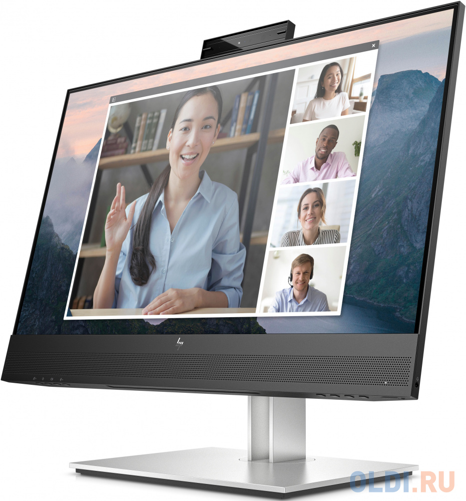 HP E24mv G4 Conf Monitor 1920x1080, 16:9, IPS, 250 cd/m2, 1000:1, 5ms, USB, VGA, HDMI, DP, webcam, speakers, height, tilt, swivel, pivot, Black фото
