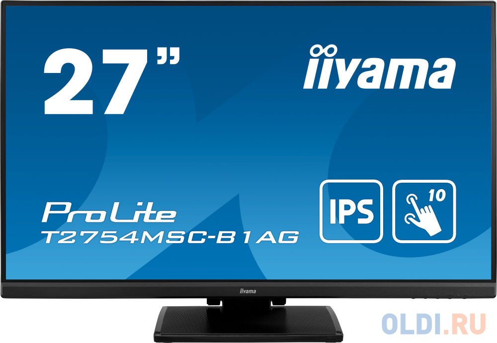 Монитор Iiyama 27" Touch T2754MSC-B1AG черный IPS LED 4ms 16:9 HDMI M/M матовая 1000:1 300cd 178гр/178гр 1920x1080 D-Sub DisplayPort FHD USB 5.1к