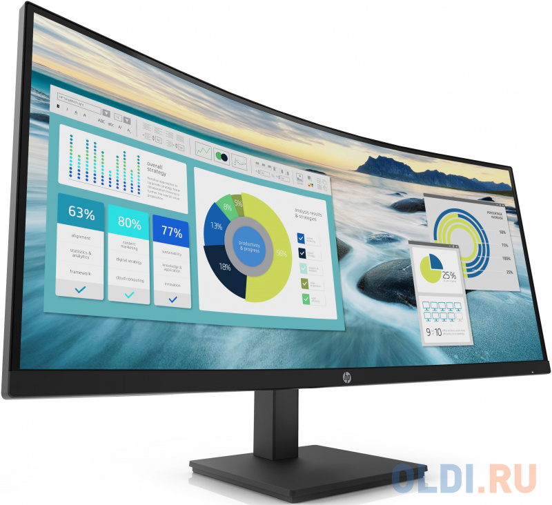 Монитор 34" HP P34hc G4 черный VA 3440x1440 250 cd/m^2 5 ms HDMI DisplayPort USB Type-C фото