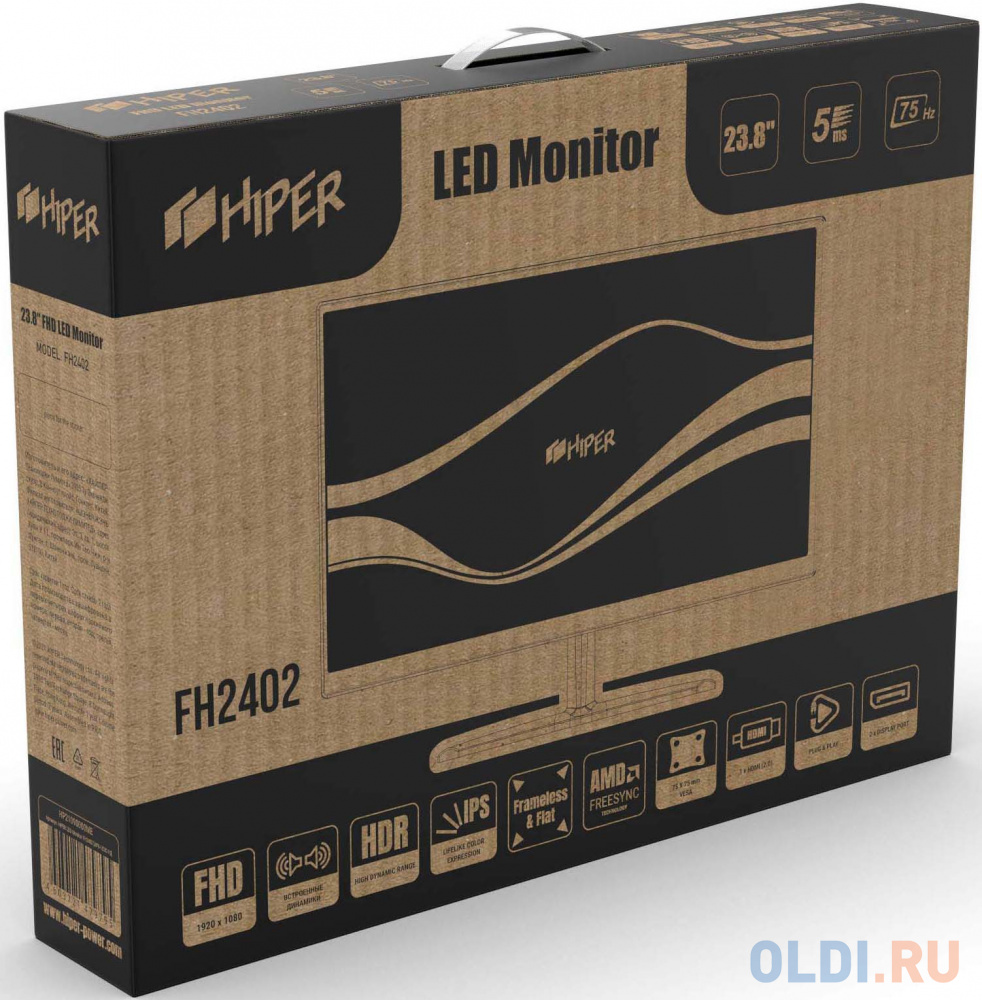 Монитор Hiper 23.8" EasyView FH2402 черный IPS LED 5ms 16:9 HDMI M/M 250cd 178гр/178гр 1920x1080 DisplayPort FHD 3.12кг фото