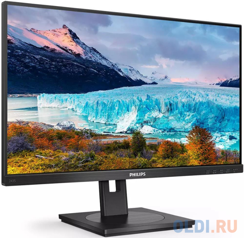 МОНИТОР 23.8" PHILIPS 243S1/00 Black с поворотом экрана (IPS, 1920x1080, 75Hz,  4 ms, 178°/178°, 250 cd/m, 50M:1 фото
