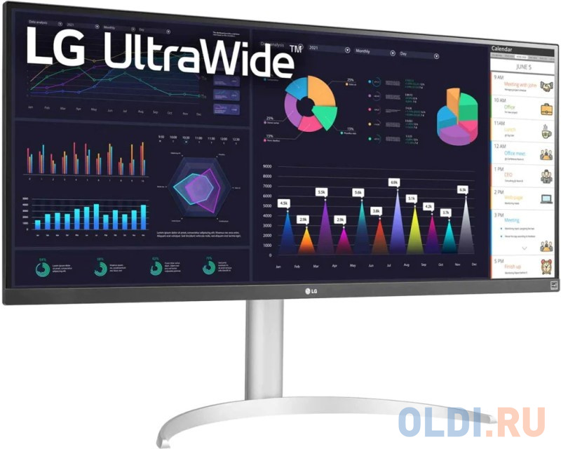 Монитор LG 34" 34WQ65X-W черный IPS LED 21:9 HDMI матовая HAS 500cd 178гр/178гр 2560x1080 DP FHD USB 7.9кг фото
