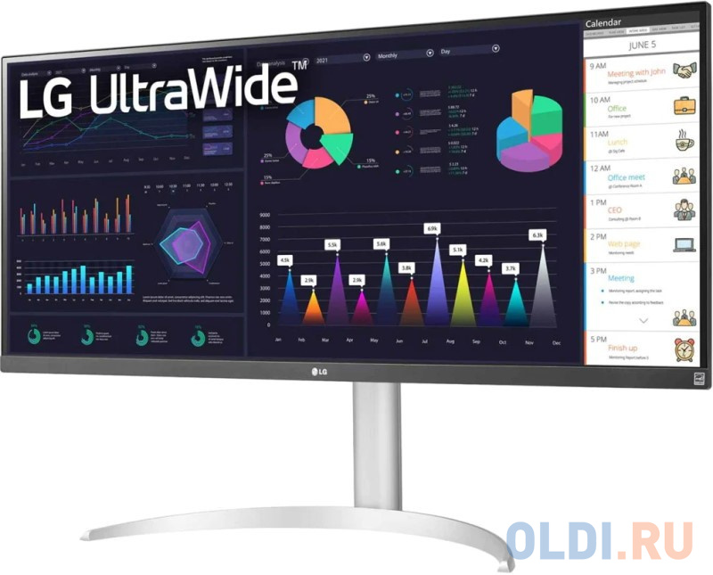Монитор LG 34" 34WQ65X-W черный IPS LED 21:9 HDMI матовая HAS 500cd 178гр/178гр 2560x1080 DP FHD USB 7.9кг фото