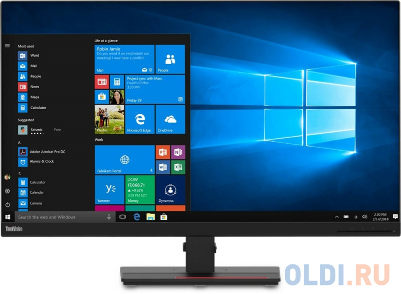 МОНИТОР 31,5" Lenovo ThinkVision T32h-20 Black с поворотом экрана  (IPS,2560x1440,4 ms,178°/178°,350 cd/m,1000:1,
