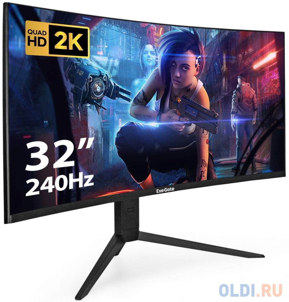 

Монитор изогнутый игровой 240 Гц 32" ExeGate Combat EC3207TA (VA Curved R1500 LED Grade A+, 2K, 2560x1440@240Гц (WQHD), 300cd/m2, 3000:1, 178°/17