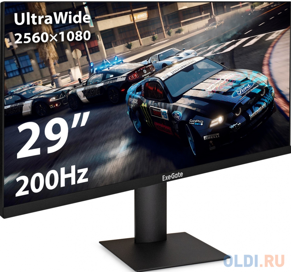 Монитор игровой 200 Гц 29" ExeGate Combat EC1500 (IPS LED Grade A+, 2K, 2560x1080@200Гц (WFHD), 21:9, 250 cd/m2, 1000:1, 178°/178°, 1ms, Speakers - EX297301RUS