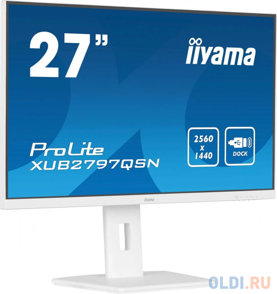 Монитор Iiyama 27" ProLite XUB2797QSN-W1 белый IPS LED 16:9 HDMI M/M матовая HAS Piv 1300:1 250cd 178гр/178гр 2560x1440 100Hz DP Quad HD 2K (1440