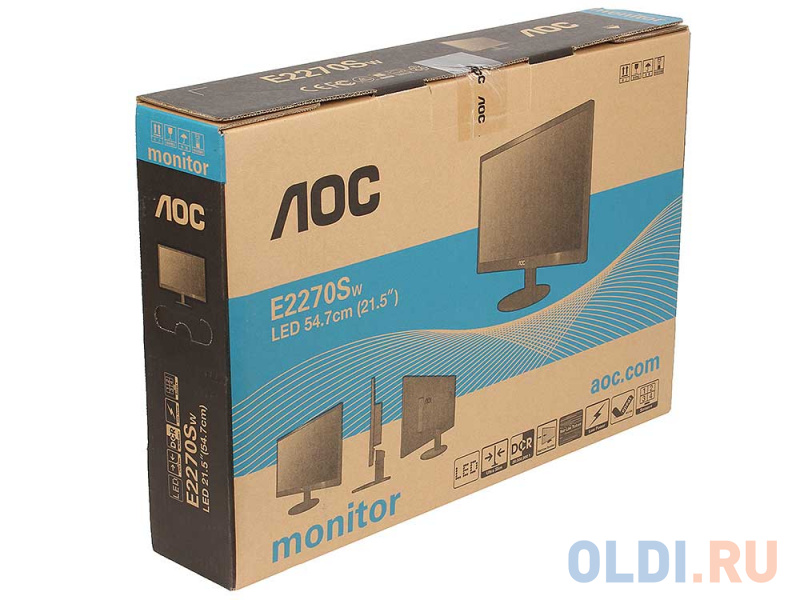 Монитор 21.5" AOC E2270SWDN Black WLED, 1920x1080, 5ms, 200 cd/m2, 600:1 (DCR 20M:1), D-Sub, DVI, vesa фото