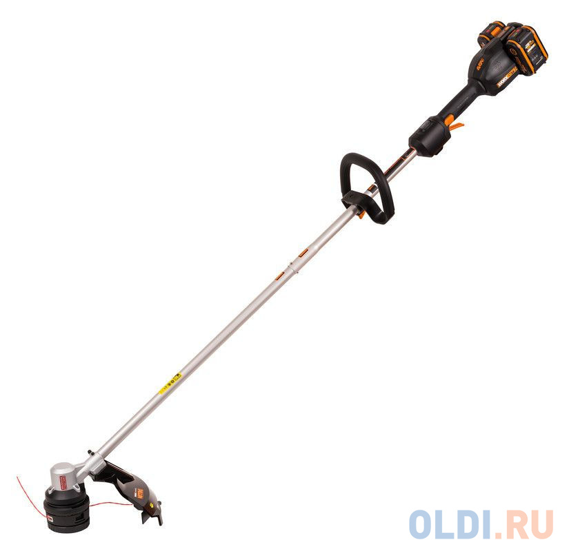 WORX Триммер аккумуляторный бесщёточный 40В, 38см, 4Ач х2, двойное ЗУ 2x2A, коробка WG185E