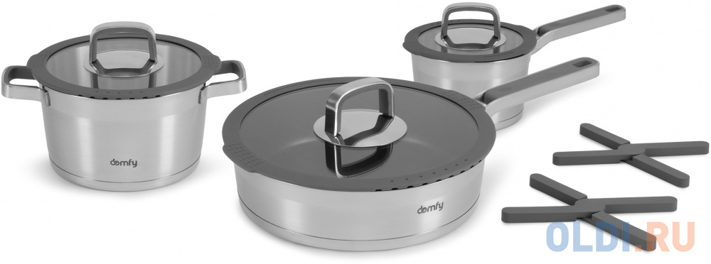 Набор посуды Domfy Home Grigio 8 предметов (DKM-CW208) набор кистей из 7 предметов с чехлом silver traver kit