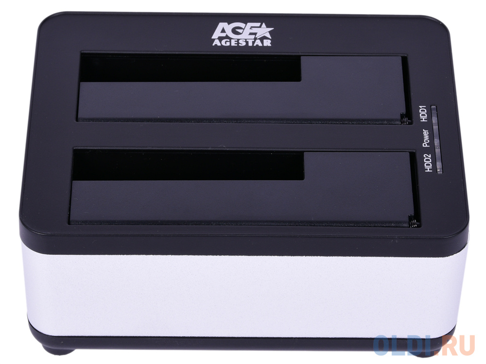 Док станция для HDD 2.5"/3.5" SATA AgeStar 3UBT8 (SILVER) clone, USB3.0, пластик+алюминий, серебристый, фото