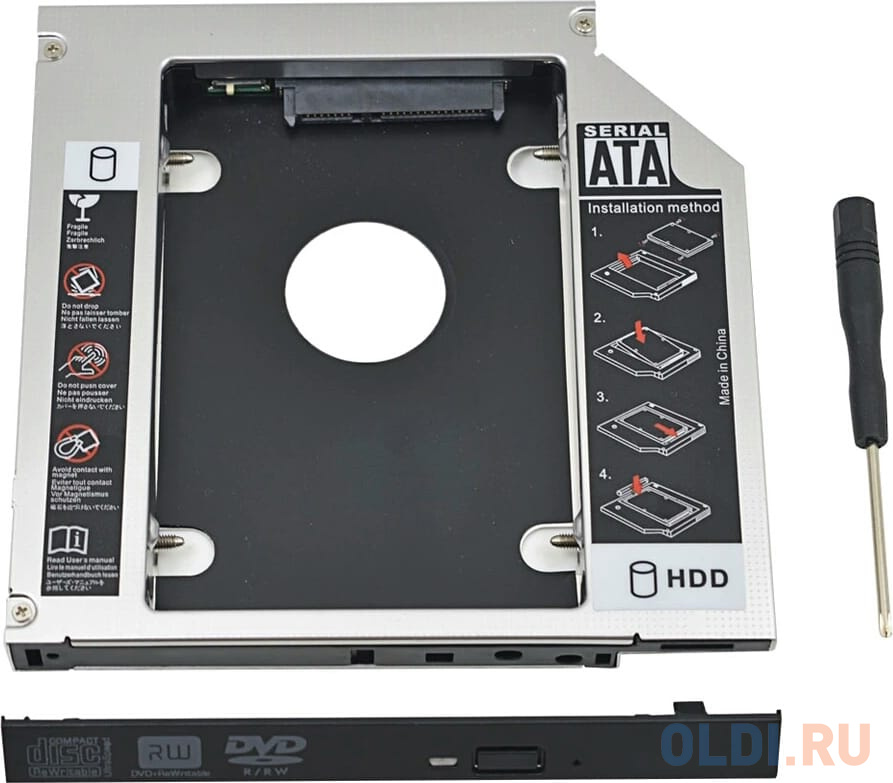 ORIENT UHD-2SC12  Шасси для 2.5” SATA HDD для установки в SATA отсек оптического привода ноутбука 12.7 мм фото