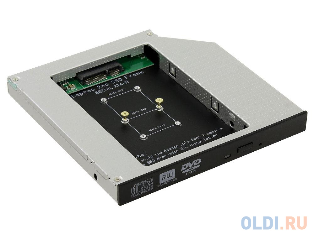 ORIENT UHD-2MSC12, Шасси для SSD mSATA для установки в SATA отсек оптического привода ноутбука 12.7 мм 30345 - фото 1