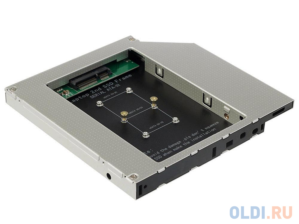 ORIENT UHD-2MSC12, Шасси для SSD mSATA для установки в SATA отсек оптического привода ноутбука 12.7 мм 30345 - фото 2
