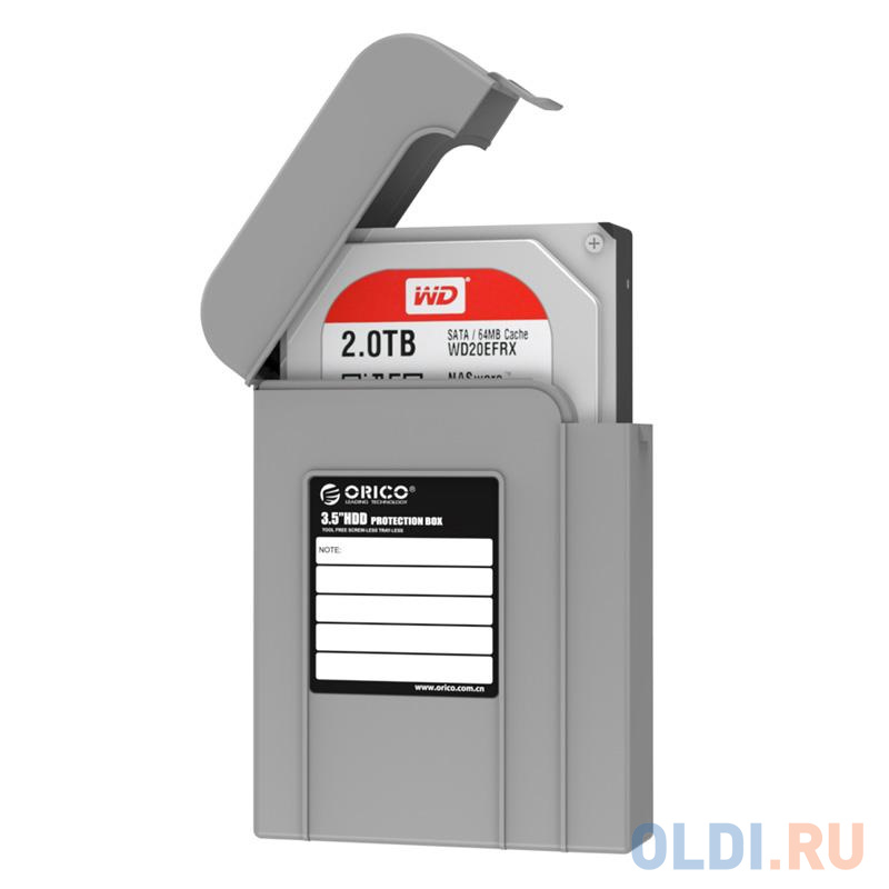 

Чехол для HDD 3.5" ORICO PHI-35-GY, PP пластик, влагозащита, серый, 162 x 114 x 36 мм