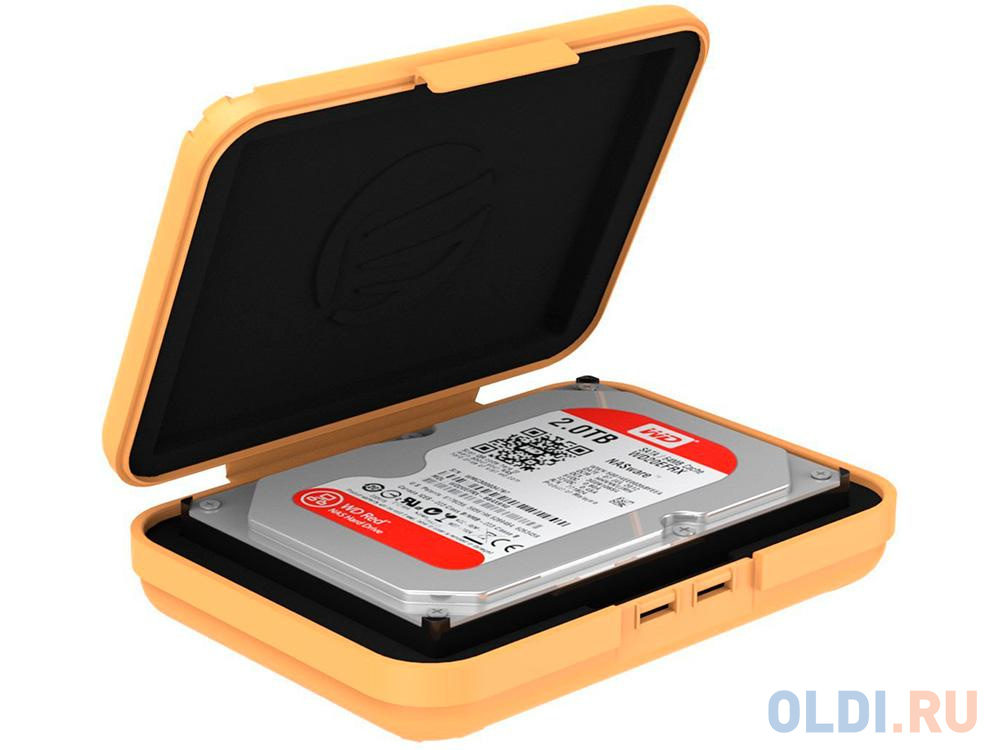 Чехол для HDD/SSD  ORICO PHX-35-OR, противоударный PP пластик, влагозащита, желтый, 178мм. x 128мм. x 29.2мм