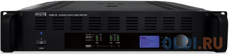 

Усилитель APART [[CHAMP-3D]] 3-канальный: 2х370Вт/4Ом. 2х250Вт/8Ом. 1х1350Вт/2Ом. DSP, RS232 (DB9 port). Вх.:2хXLR;2хEuroblock.Вых.:4хSpeakON.