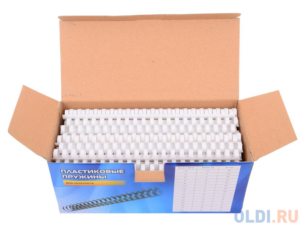 Пластиковые пружины 16 мм (110-130 листов) белые 100 шт. Office Kit (BP2051) фото