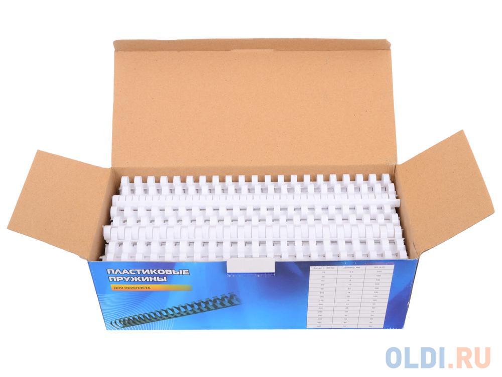 Пластиковые пружины 14 мм (90-110 листов) белые 100 шт. Office Kit (BP2041) фото
