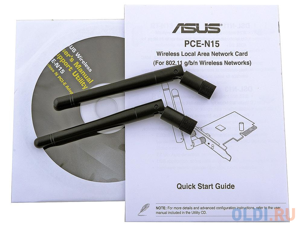 Беспроводная сетевая карта ASUS PCE-N15 Беспроводной адаптер Wi-Fi с интерфейсом PCI Express 300Mbps от OLDI