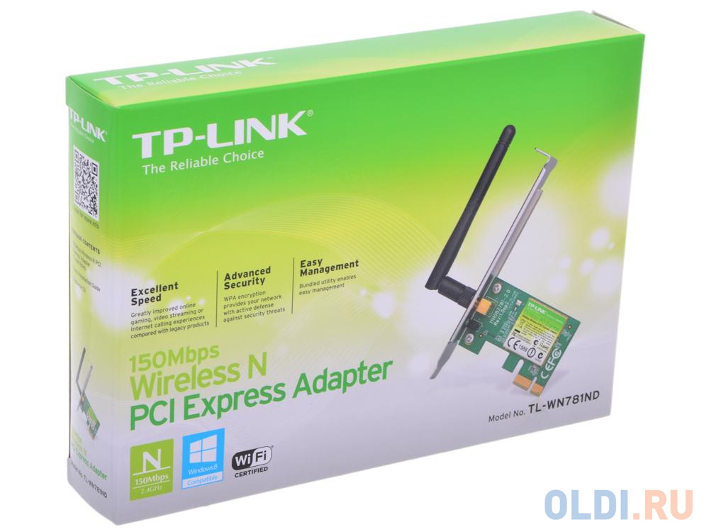 Адаптер TP-Link TL-WN781ND Wireless PCI Express Adapter, Atheros, 2.4GHz, 802.11n от OLDI