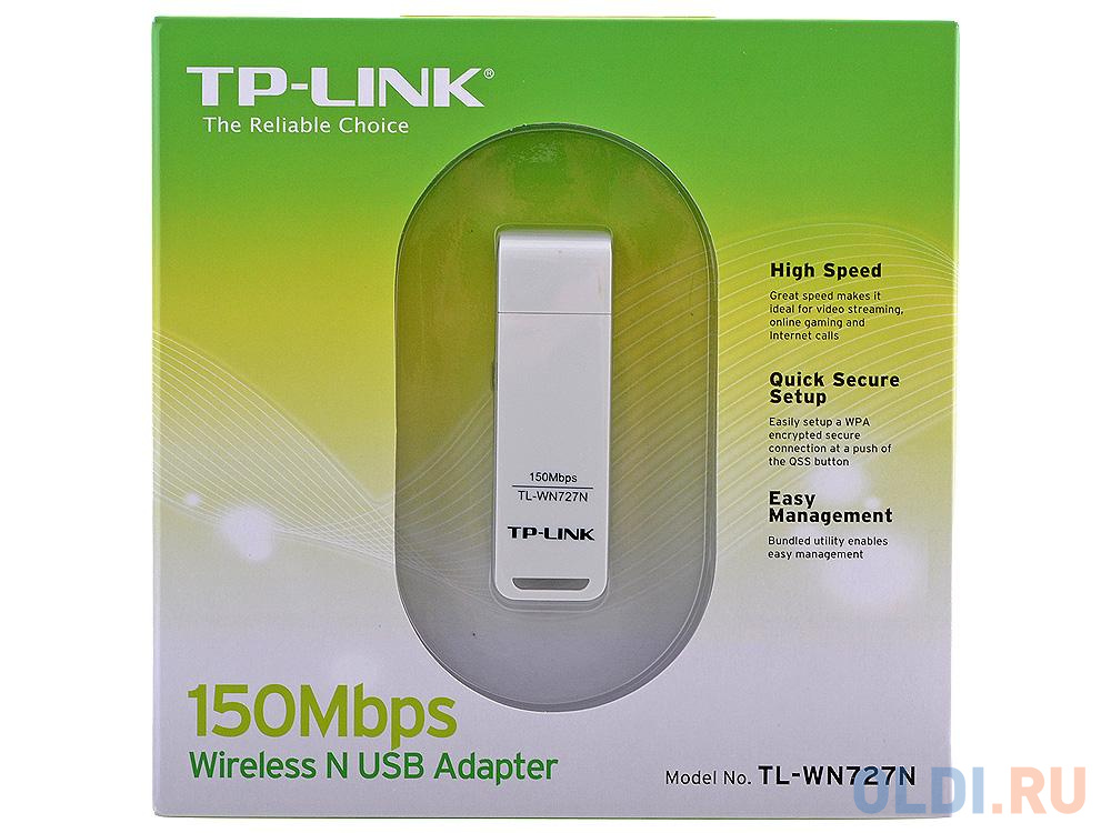 Адаптер TP-Link TL-WN727N Беспроводной сетевой USB-адаптер серии N, скорость до 150 Мбит/с от OLDI