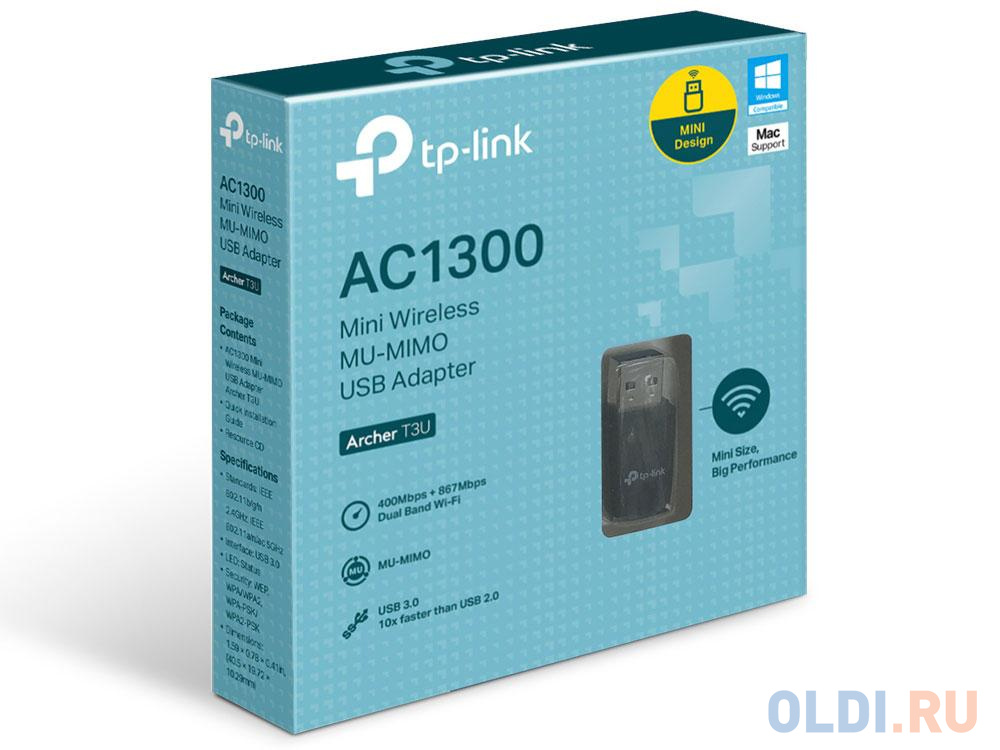 Адаптер TP-LINK Archer T3U AC1300 Мини Wi-Fi MU-MIMO USB-адаптер фото