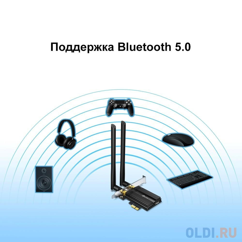 Сетевой адаптер Wi-Fi 6+ Bluetooth 5.0 TP-Link Archer TX50E AX3000 черный от OLDI