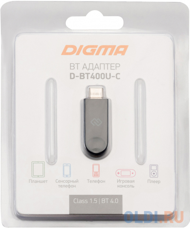Адаптер USB Digma D-BT400U-C Bluetooth 4.0+EDR class 1.5 20м черный фото