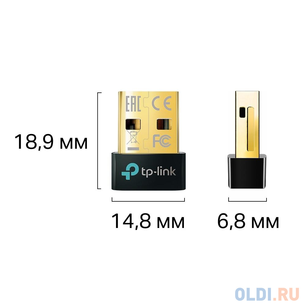 TP-Link UB500 Bluetooth 5.0 Nano USB Adapter, Nano size, USB 2.0, Plug and Play, Supports Windows 10/8.1/7, размер 14,8 х 6,8 х 18,9 мм - фото 5