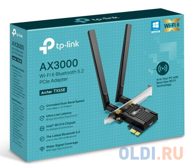 Сетевой адаптер Wi-Fi + Bluetooth TP-Link Archer TX55E AX3000 PCI Express (ант.внеш.съем) 2ант. фото
